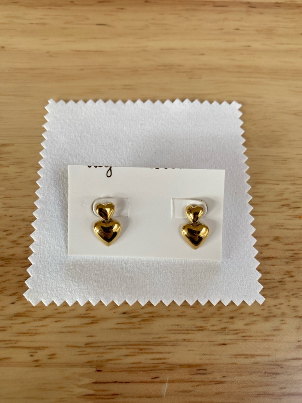 Gold Heart Double Drop Stud Earrings - Women Jewelry